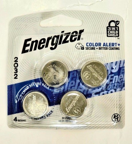ENERGIZER 3-VOLT 2032 LITHIUM COIN CELL BATTERIES -4 PACK SEALED NEW