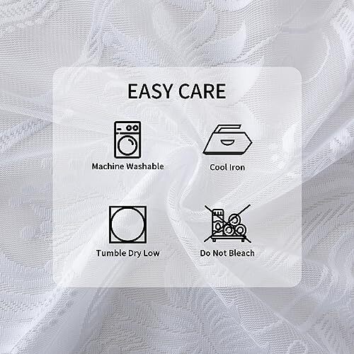 Pikiuche Lace Curtains 63 Inch Length - Rod Pocket W54 x L63 Inch White - Picture 7 of 7