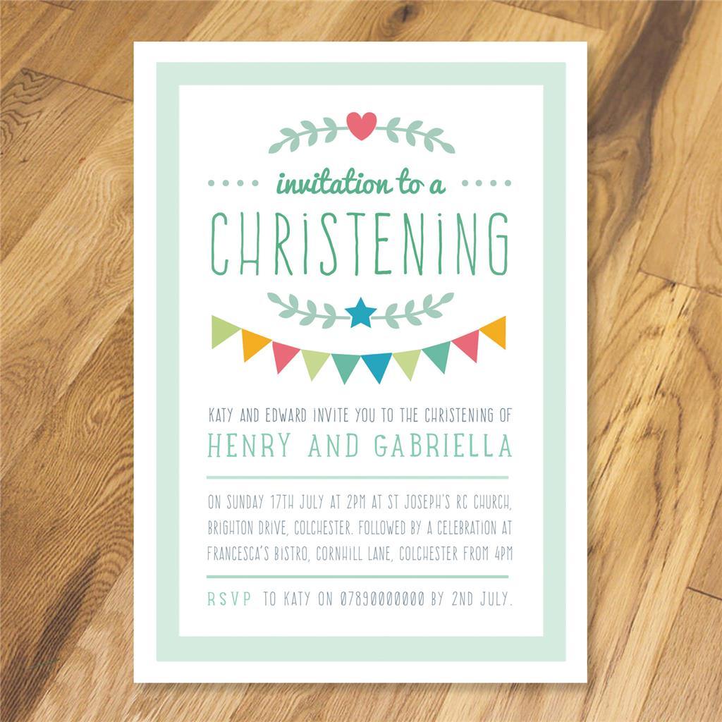 Personalised Joint Christening Naming Day Baptism invitations