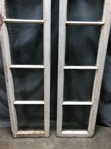 Antique Pair Shabby Wood 6 Lite Glass 14x77 Entryway Sidelights VTG Old 1408-24B - Picture 2 of 22
