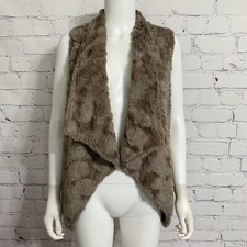 Elevenses Anthropologie Women’s Faux Fur Vest Small Brown Draped Sleeveless