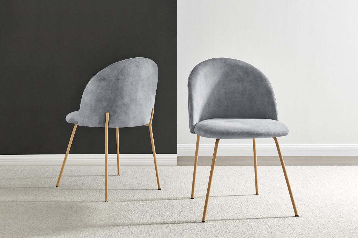 ShangriLa Set of 2 Subiaco Velvet Dining Chairs (Dove Grey), Chairs