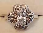 VTG Unique Design Sterling Silver Ladies Ring with a  CZ Stone size 5.5 ((629))