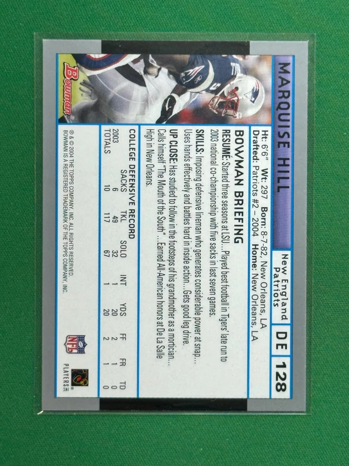 2004 Bowman Football Marquise Hill #128 RC 1st Edition - Image 2 of 2