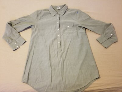 J.Crew Shirt Womens Plus Sz 3X Linen Cotton Button-Up Utility Green