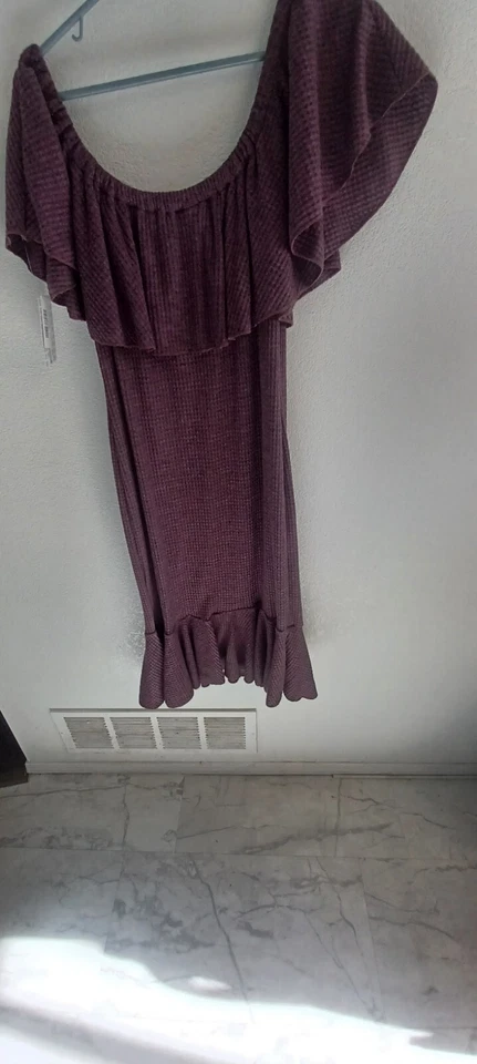 VESTIDO LULAROE CICI Talla Lg Con Etiquetas. Púrpura. Volantes. Material para gofres Foto 4 de 4