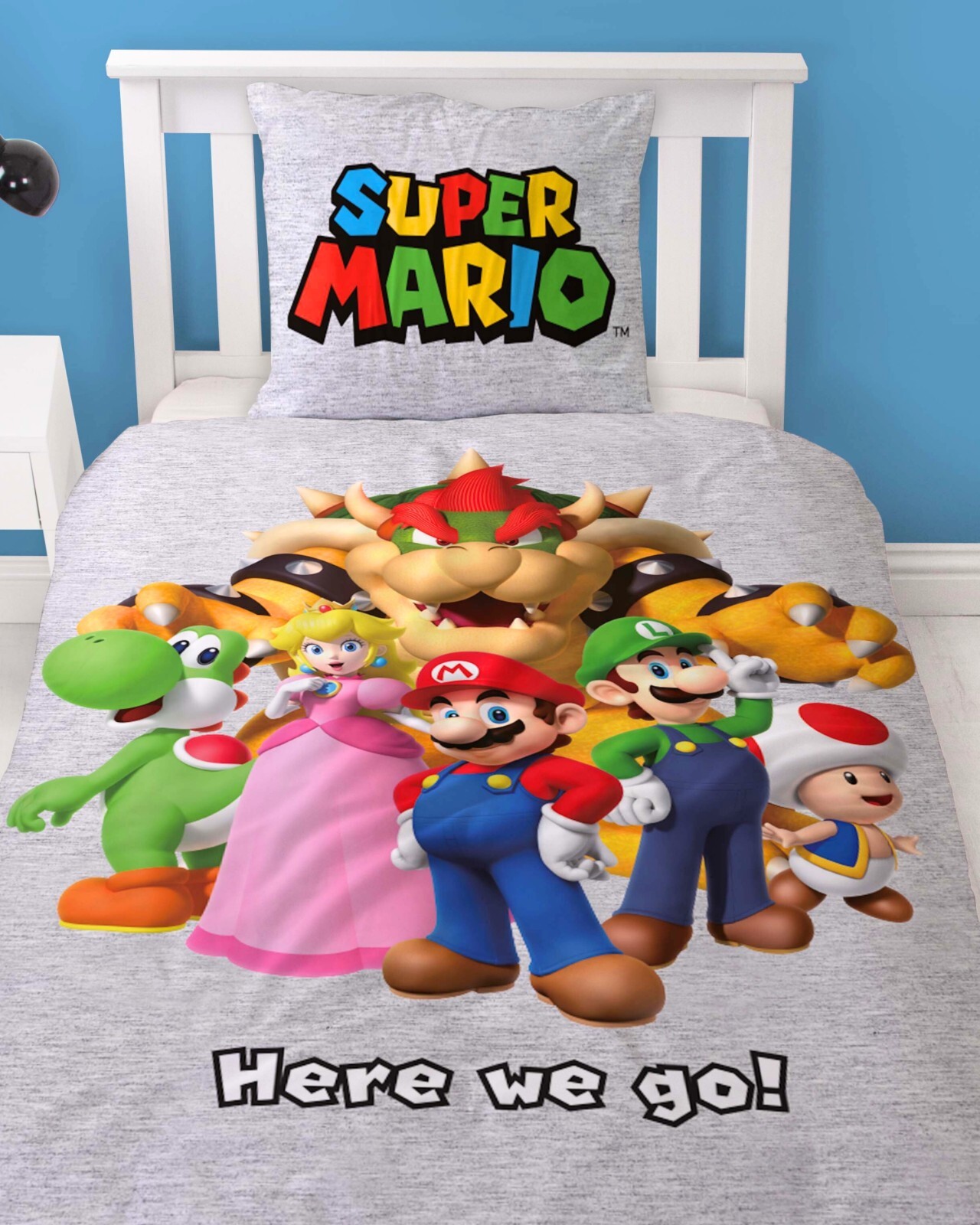 Nintendo Super Mario Friends FLANELLBIBER Kinder-Bettwäsche 80x80135x200 cm