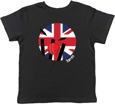 Personalisiertes Cricket England Sport Kinder Kids T-Shirt Jungen Mädchen Geschenk