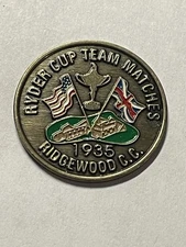 1935 Ryder Cup 1" Coin Style Golf Marker - Ridgewood Country Club - A Beauty!