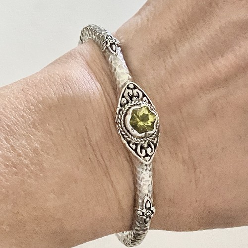 Sarda Artisan of Bali Sterling Silver 925 Green Peridot? Bracelet 29.3g Size 7.5 - Picture 15 of 21