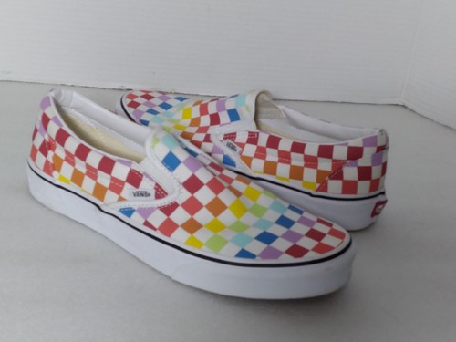 VANS Clásico Arco Iris Cuadros Multicolor Zapatos Sin Cordones HOMBRE 9.5 MUJER 11