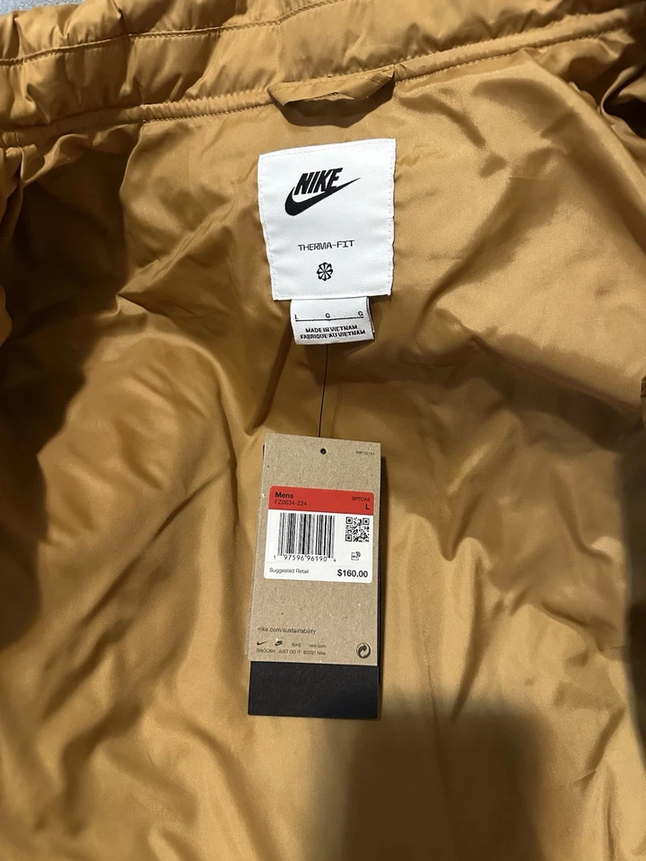 Chaqueta acolchada ligera marrón Nike Club Therma-FIT para hombre talla L FZ0634-224 Foto 2 de 2