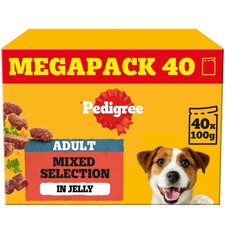 120 x 100g Pedigree Adult Wet Dog Food Pouches Mixed Selection in Jelly 2.08 per kilo