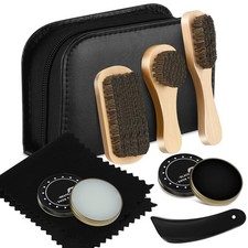 8 Pcs Shoe Shine Kit Leather Shoe Polish Brush Care Kit Black,Classic