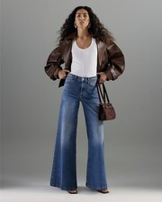 River Island Womens Wide Leg Jeans Blue Palazzo Denim Trousers Pants Bottoms