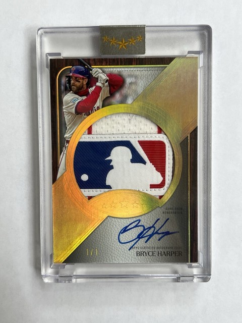 2025 Topps Five Star Bryce Harper MLB Game Used Logo Patch Auto Logoman 1/1 Card