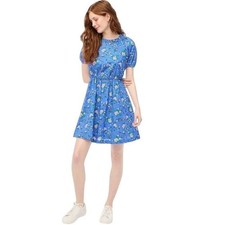 J Crew Puff-sleeve tie-back mini dress seacoast