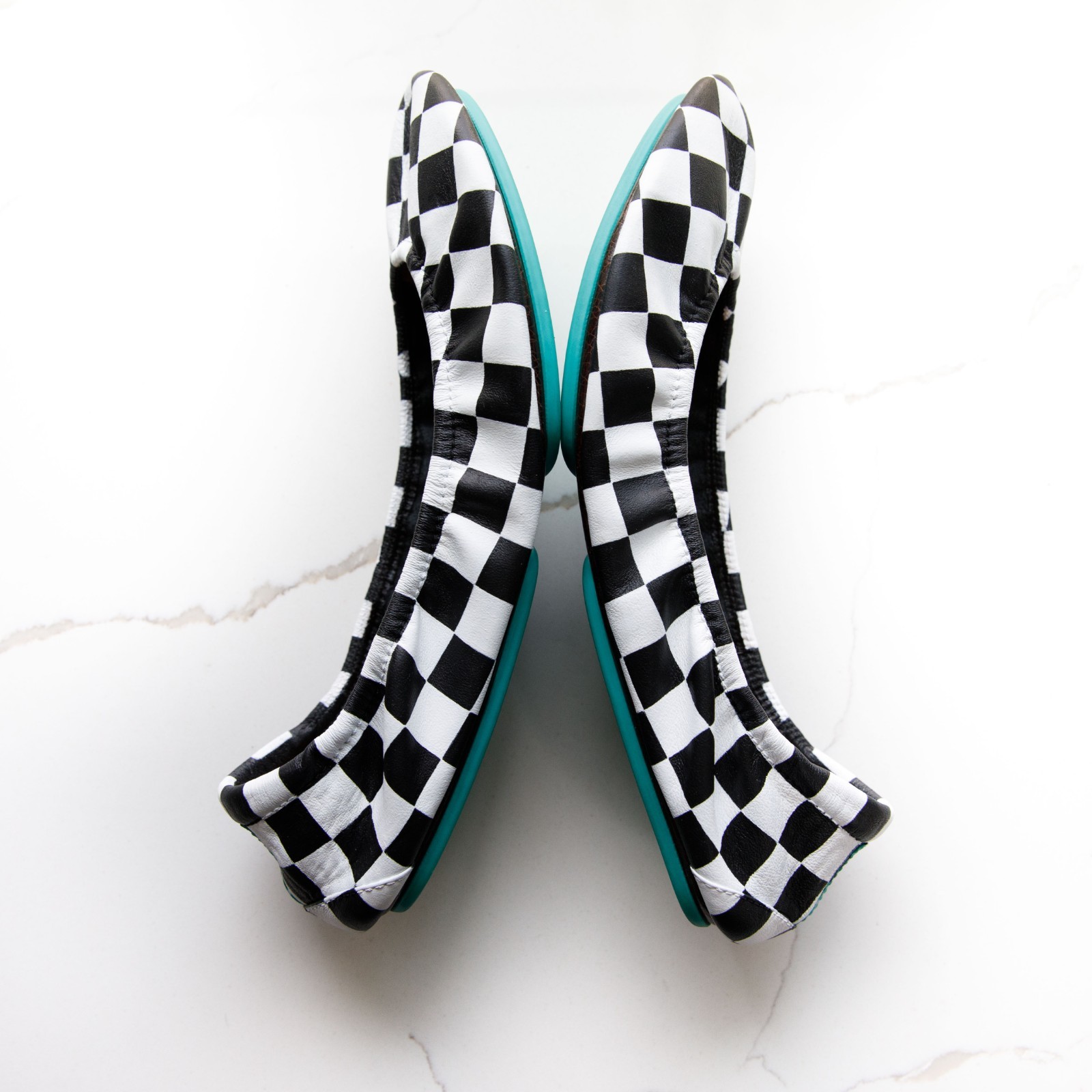 Size 10 Custom Hand-painted Tieks "Black & White Check" image 4