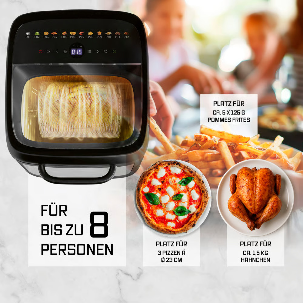 Friggitrice ad aria calda XXL 12,5 L Airfryer spiedo girevole finestra pollo ... foto 4
