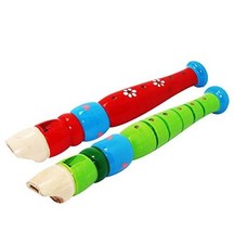 2 pcs Small Wooden Recorders for Toddlers, Colorful Piccolo Flute for