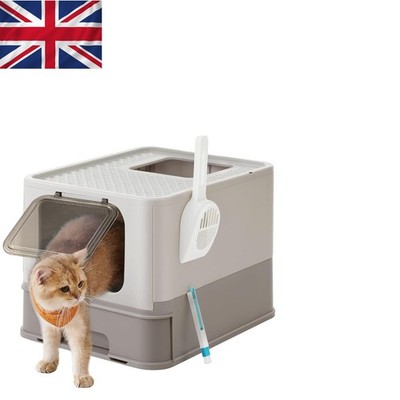 Große Katzentoilette mit oberem Einstieg und ausziehbarer Schale - einfache Reinigung & Anti-Tracking