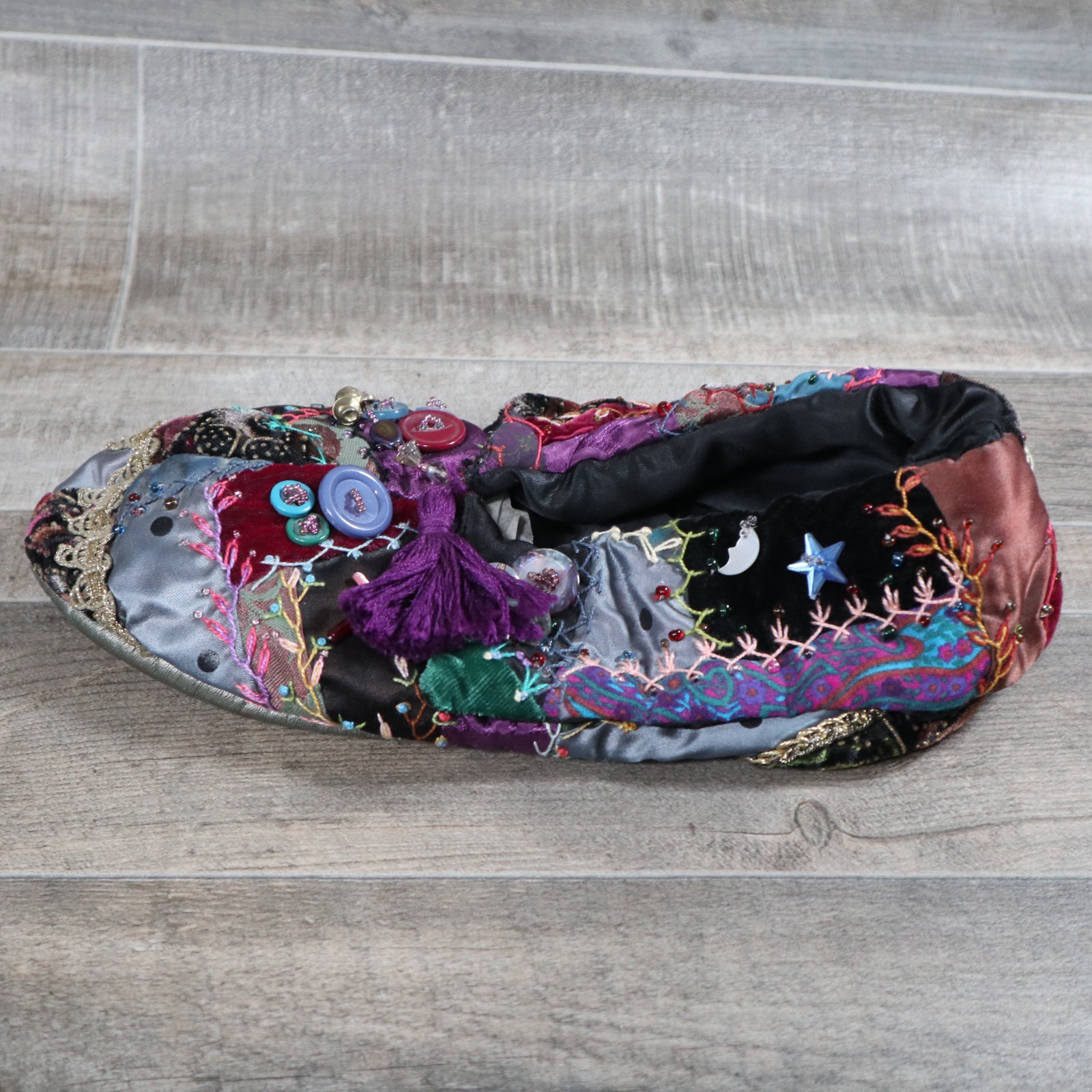 Hand Made Crazy Quilting Patchwork Style Slippers… - image 9