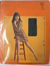 100% Nylon Vintage Stockings Rexham Black SZ 10.5 Sandalfoot Pantyhose USA