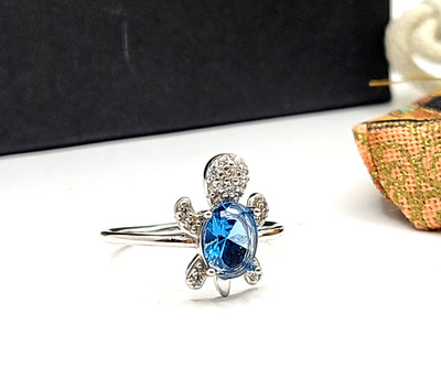Perimade & Co Color Gemstone Sea Turtle Blue Band Ring sz 8