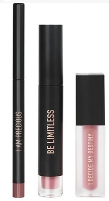 Realher ''I Can & I Will'' - Mauve Lipliner, Matte Liquid Lipstick & Lip Gloss NEW