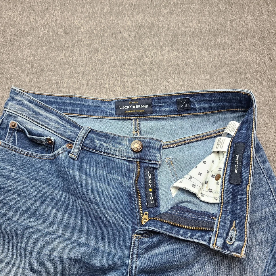 Jeans Lucky Brand para mujer 6/28 azul dulce recortado recto denim cremallera mosca Foto 4 de 4