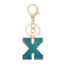 Initial Letter Keychain, A-Z Alphabet Keyring Letter x Metal Key Chain, Blue