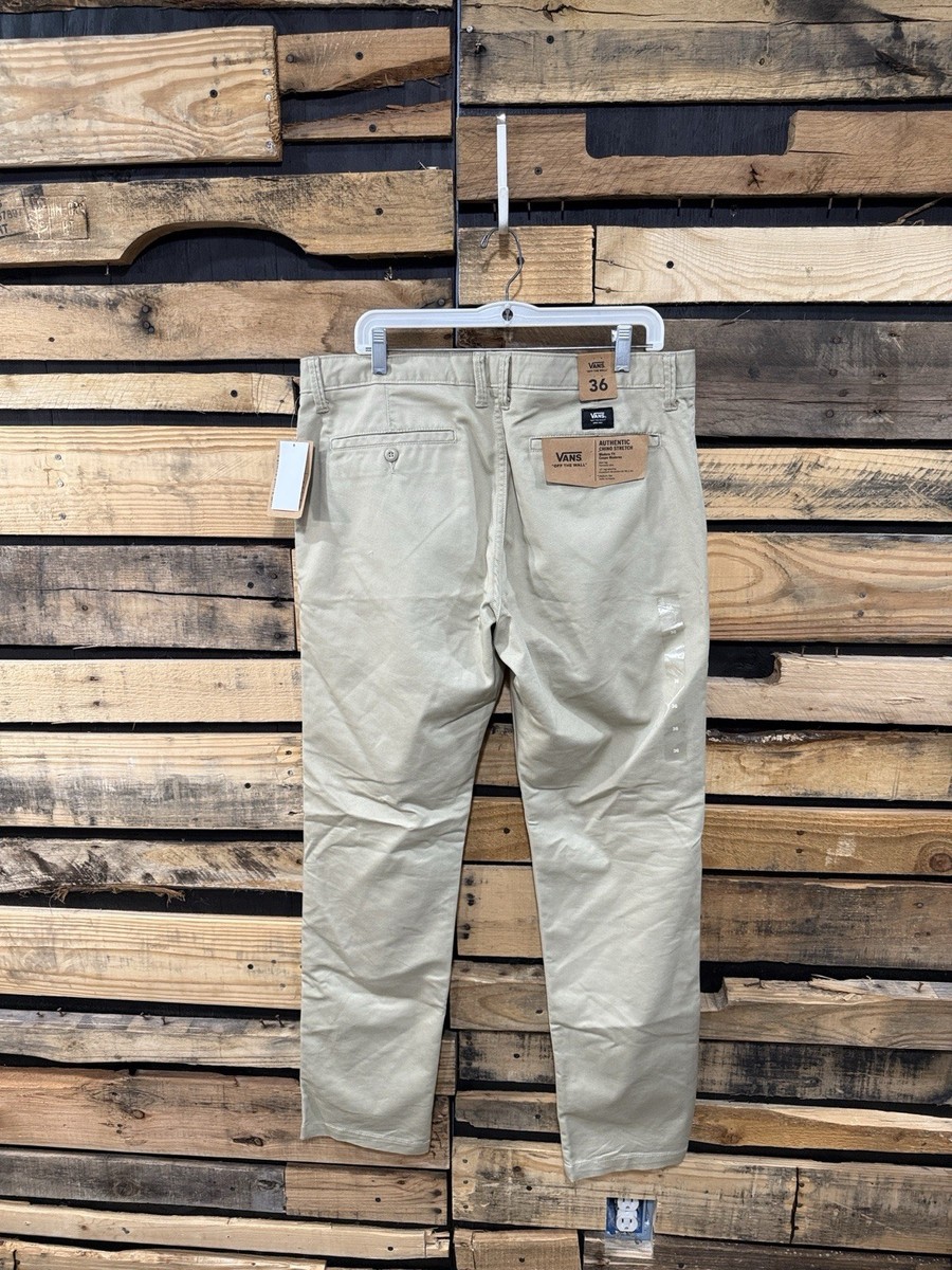 Men's VANS Tan Khaki Authentic Chino Stretch Modern Fit Chinos