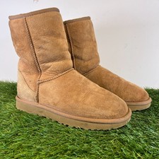 UGG Boots Size 5 Womens Chestnut Suede Sheepskin Classic Short II Pull On Casual
