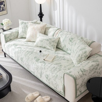 Plant Embossed Sofa Cover Non Slip Summer Cloth