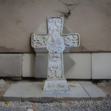 Off White Resin Cross "Believe"