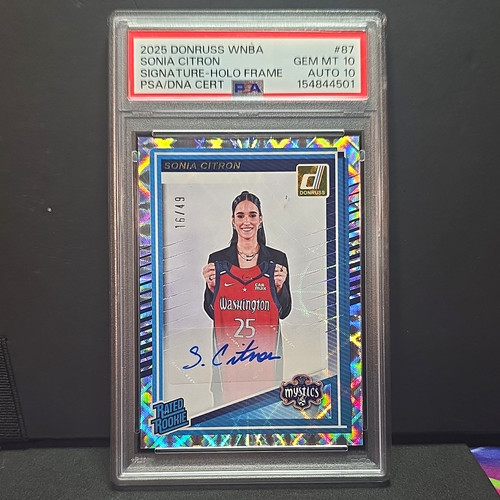 2025 Panini Donruss WNBA Sonia Citron Rated Rookie Holo Frame Auto PSA 10/10
