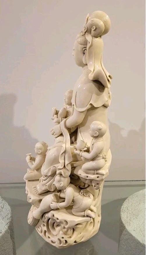 Figura Kwan Yin China Blanc de Chine Porcelana Blanca Encontrar Rara De Colección-19""H Foto 3 de 4