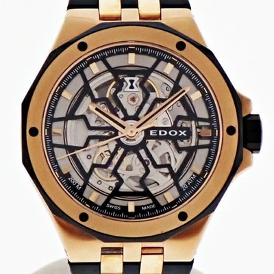 Edox Delfin Mecano 85303-357RN-NRN Automatik Taucheruhr Gold Kautschuk aus Japan