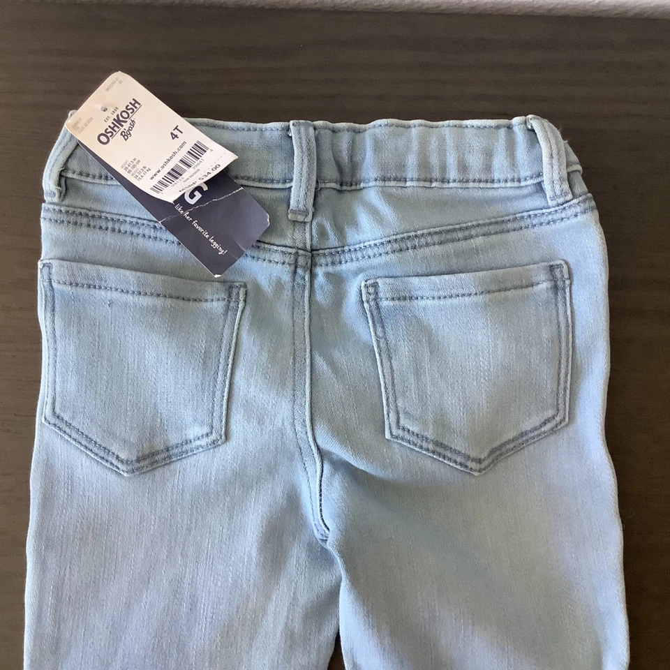 NWT OshKosh B'Gosh girls Denim Jegging Leggings Blue And Purple Tee Size 4T - Image 2 of 4