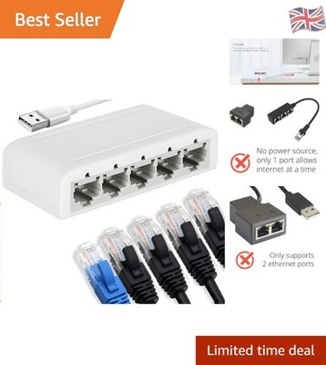 Vielseitiger 5 Port USB Powered Ethernet Switch - Perfekt für Gaming & Streaming