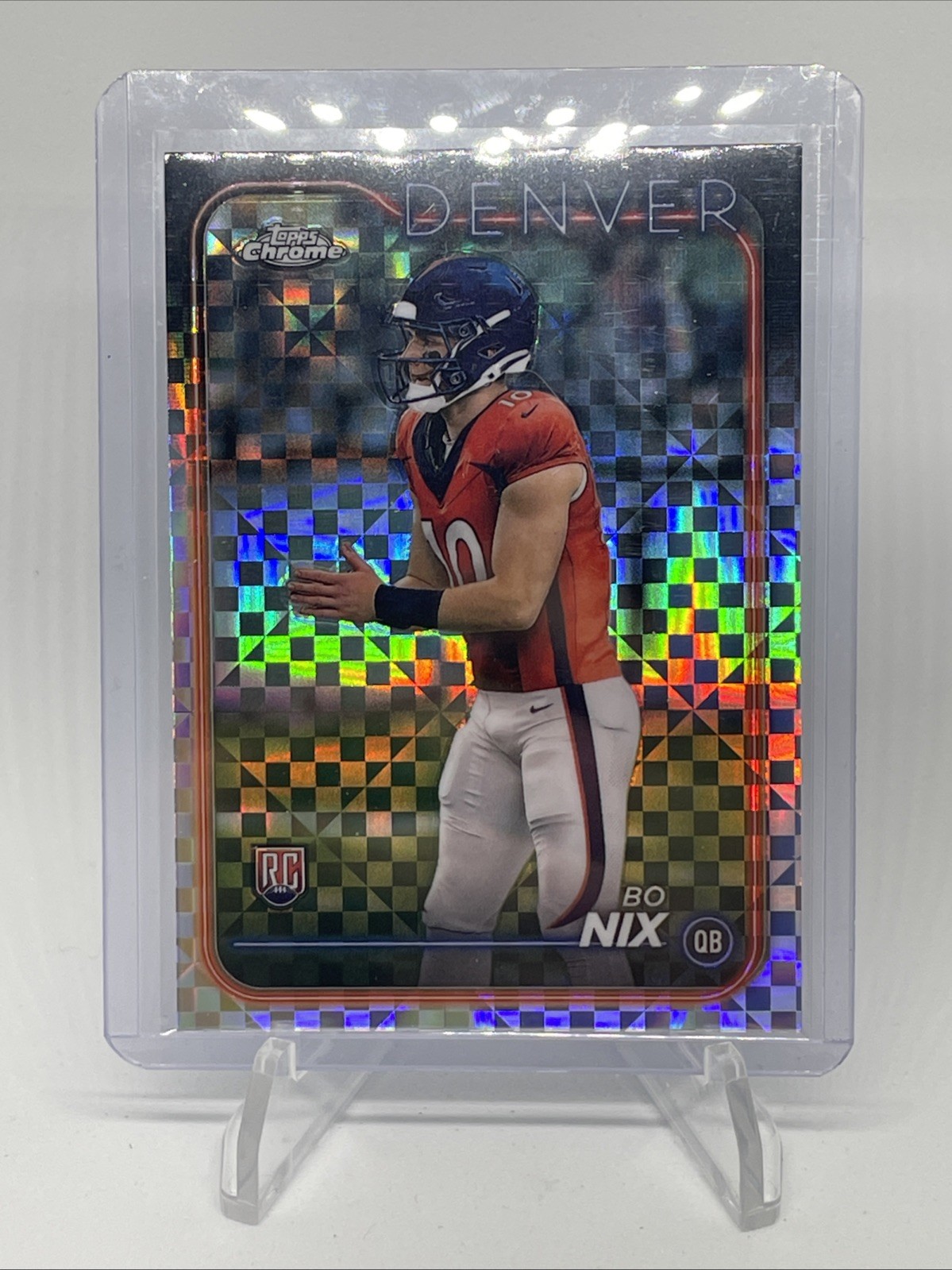 2024 Topps Chrome - Rookies Bo Nix #206 X-Fractor (RC) Denver Broncos
