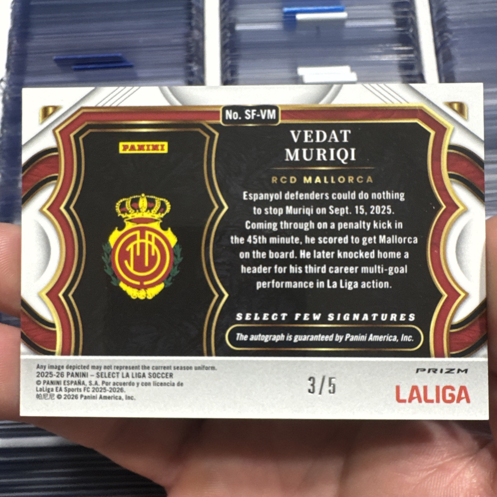 2025-26 Select La Liga - Vedat Muriqi Select Few Signature GREEN /5 RCD MALLORCA view 2