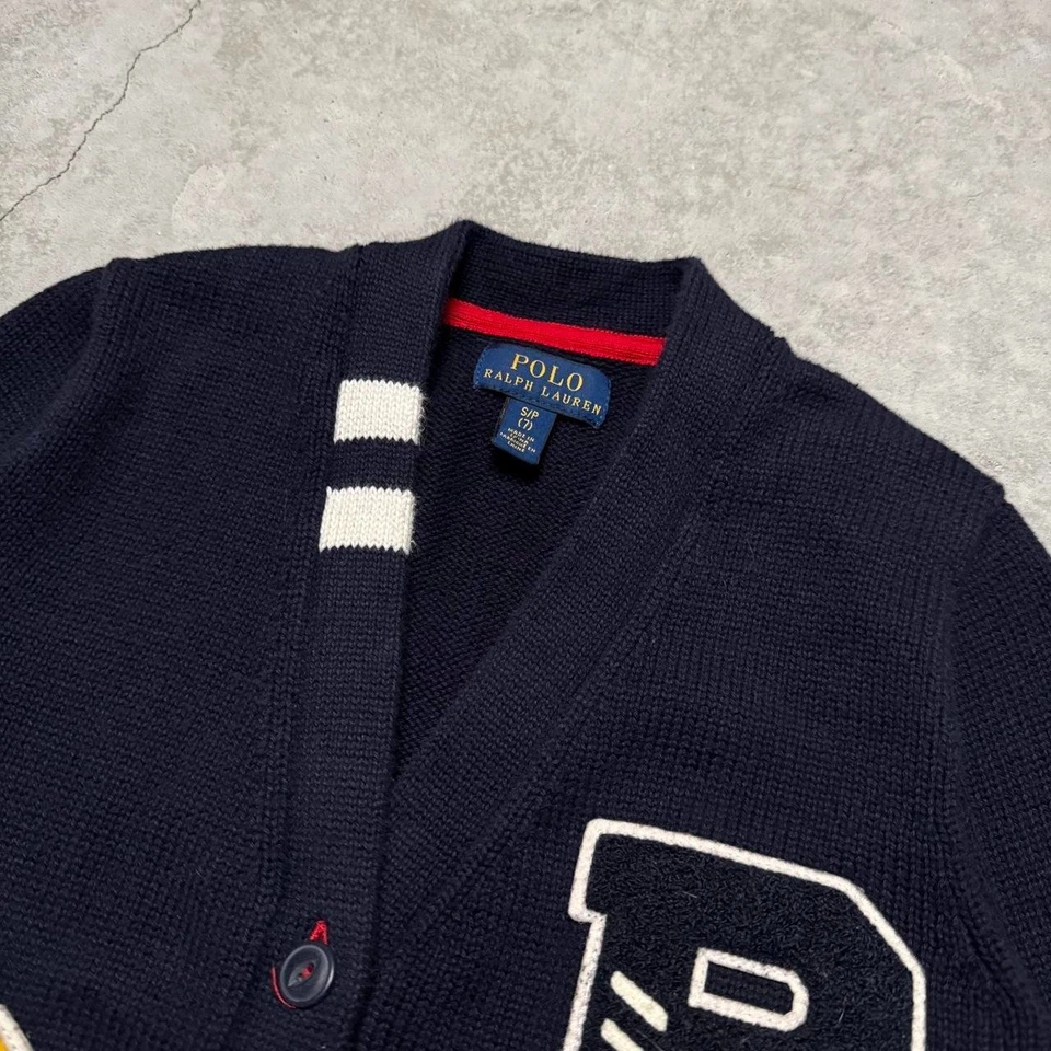 Polo Ralph Lauren Suéter Universitario Cárdigan Suéter Parche Niños Talla Pequeña (7) Foto 4 de 4