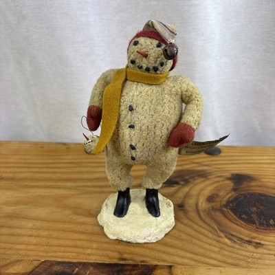 Grungy Primitive Cody Foster Snowman With Bucket ESC Trading Co Vintage-Style 8''