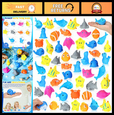100 Pcs Rubber Bath Toys - Cute Floating Sea Animals for Kids, Party Favors Pr