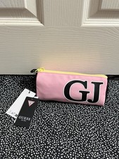 Guess Pink & Black Make Up Bag Yellow Zipper BNWT Cosmetic Case Travel Pouch