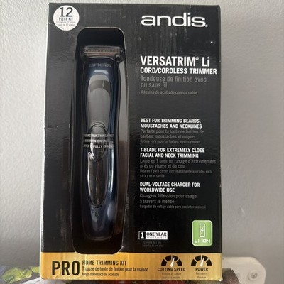 Andis Versatrim Li Cord/Cordless Trimmer, Pro Home Trimmer, 12 Piece Kit