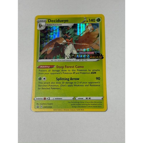 Pokemon TCG Decidueye SWSH035 Darkness Ablaze Prerelease Black Star Promo NM