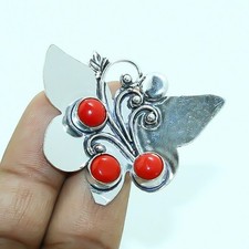 Red Coral Gemstone Handmade Fashion Ethnic Wedding Gift Jewelry Ring 8" SR 4906