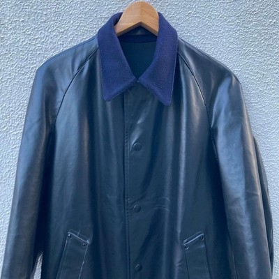 Vintage 1980s French Police Rubber Coat Chesterfield Coat Jacket